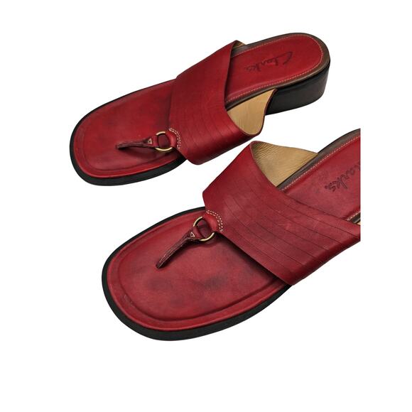 CLARKS Red Bendables Women's slides wedge leather Sandals 9.5M Office Casual - Picture 3 of 7